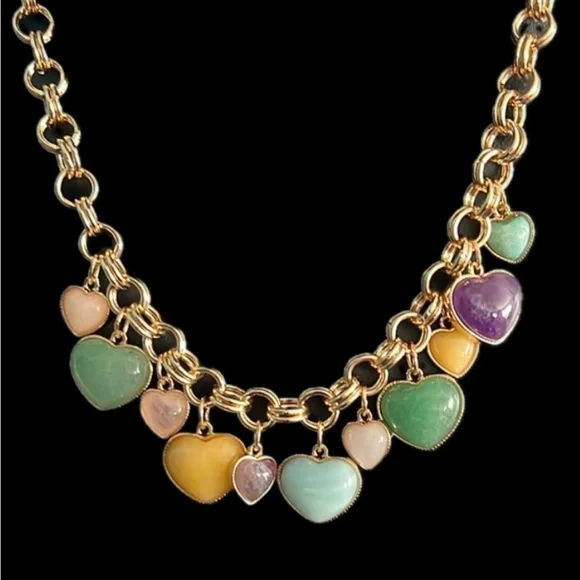 NWT ⚜️💖⚜️ Camila Coelho Gorgeous Heart Necklace with Semi-Precious Stones - Picture 2 of 10